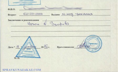 Купить справку от гинеколога с анализами мазков в Москве