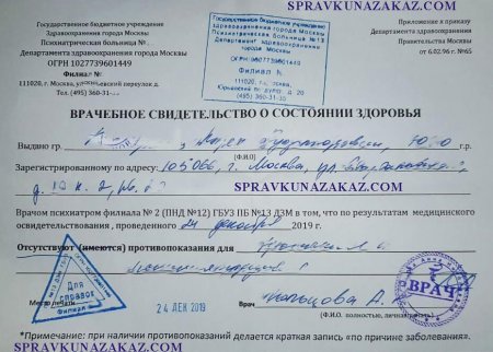 Купить справку ПНД и НД в Москве недорого с доставкой